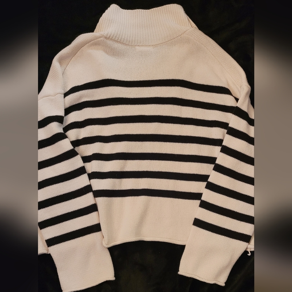 Maurices Black and White Striped Turtleneck Sweater